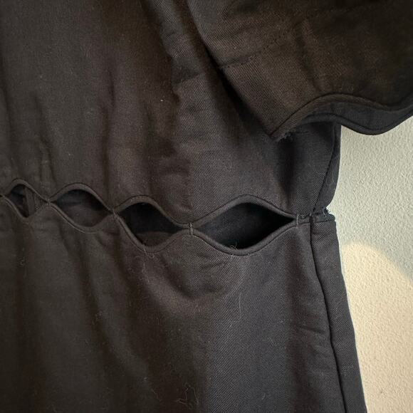 Ann Taylor Scalloped Cotton Linen Cut Out Dress Black 12 NEW - Picture 5 of 15